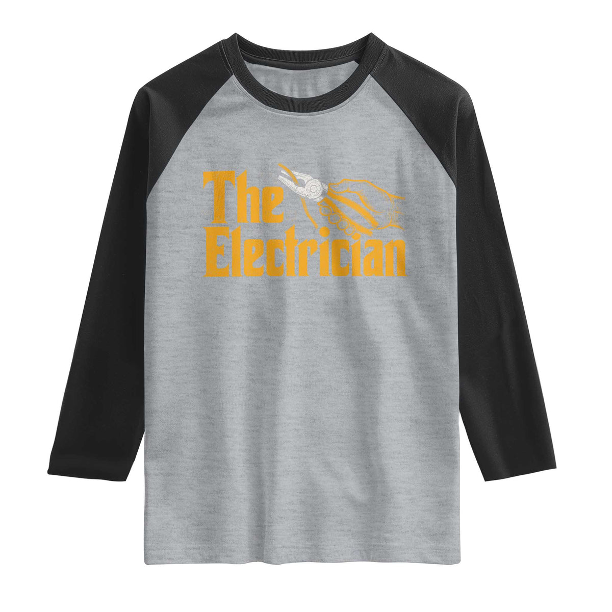 The Electrician Raglan Shirt Vintage Wire Stripper Pliers Graphic TS10 Heather Gray Black Print Your Wear