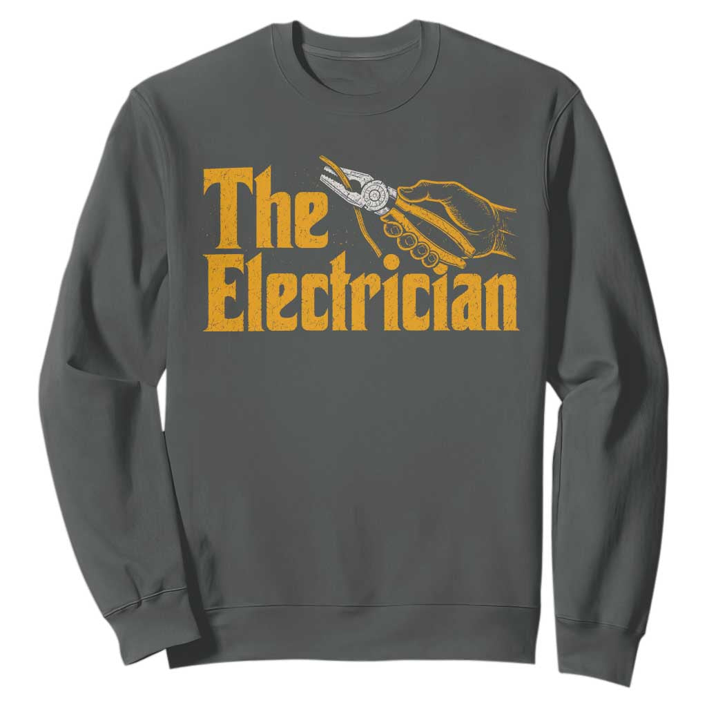The Electrician Sweatshirt Vintage Wire Stripper Pliers Graphic TS10 Dark Heather Print Your Wear