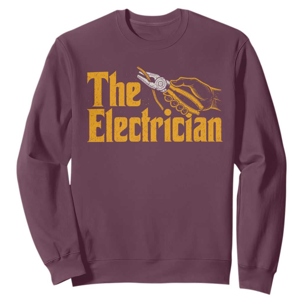 The Electrician Sweatshirt Vintage Wire Stripper Pliers Graphic TS10 Maroon Print Your Wear