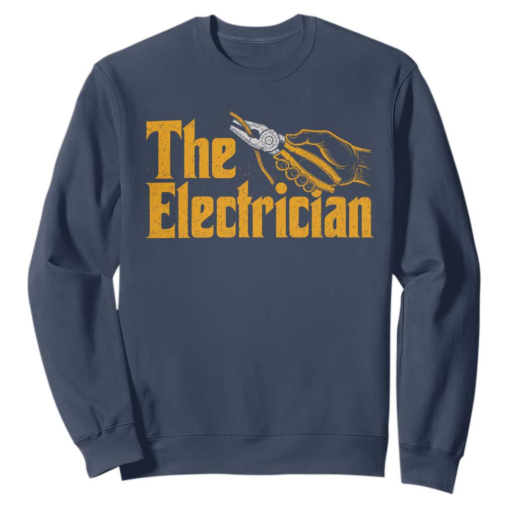The Electrician Sweatshirt Vintage Wire Stripper Pliers Graphic TS10 Navy Print Your Wear