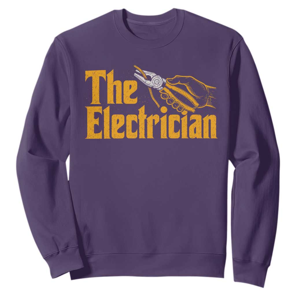 The Electrician Sweatshirt Vintage Wire Stripper Pliers Graphic TS10 Purple Print Your Wear