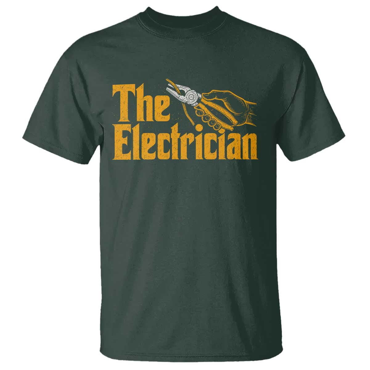 The Electrician T Shirt Vintage Wire Stripper Pliers Graphic TS10 Dark Forest Green Print Your Wear