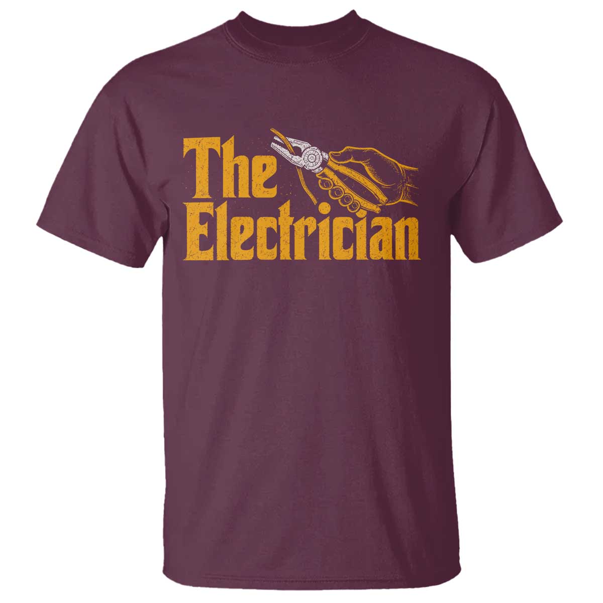 The Electrician T Shirt Vintage Wire Stripper Pliers Graphic TS10 Maroon Print Your Wear