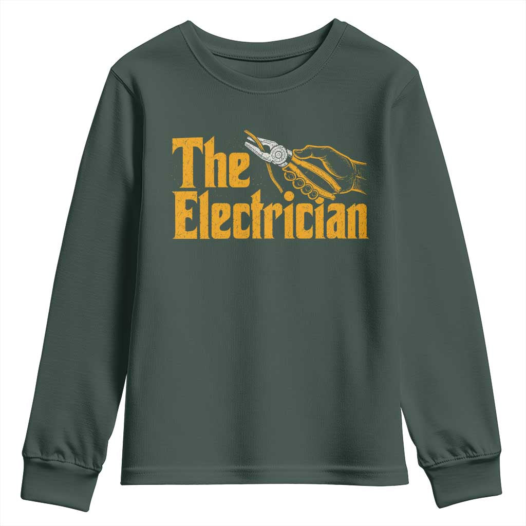 The Electrician Youth Sweatshirt Vintage Wire Stripper Pliers Graphic TS10 Dark Forest Green Print Your Wear