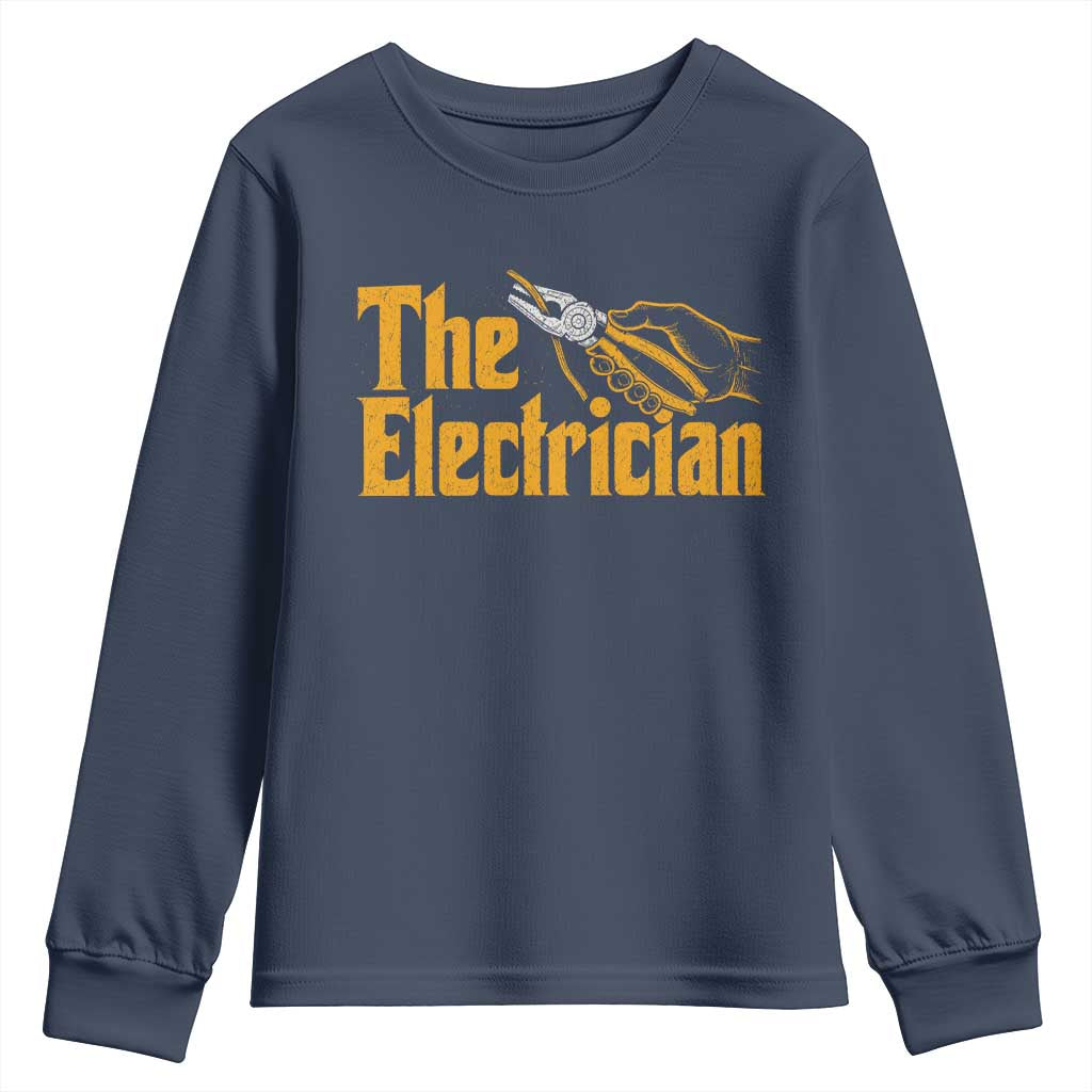 The Electrician Youth Sweatshirt Vintage Wire Stripper Pliers Graphic TS10 Navy Print Your Wear