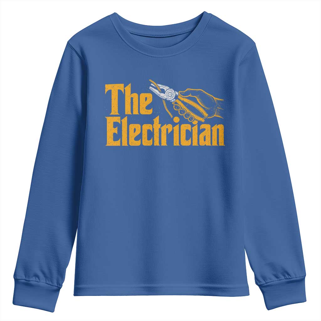 The Electrician Youth Sweatshirt Vintage Wire Stripper Pliers Graphic TS10 Royal Blue Print Your Wear