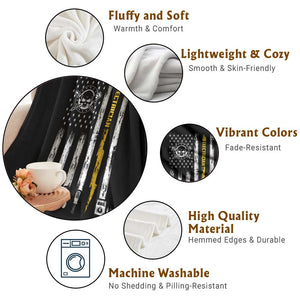 Electrician US Flag Throw Blanket Tools for Electricians Skull Lightning Graphic TS10 Print Your Wear