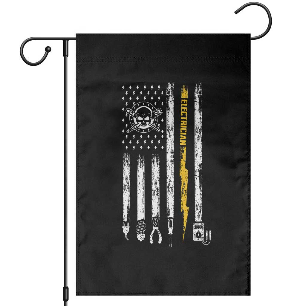 Electrician US Flag Garden Flag Tools for Electricians Skull Lightning Graphic TS10 Black Print Your Wear