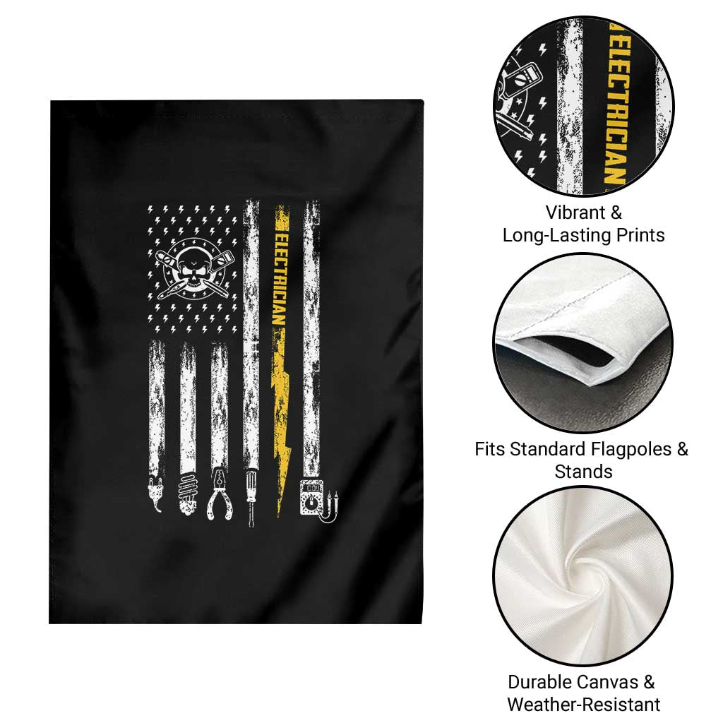 Electrician US Flag Garden Flag Tools for Electricians Skull Lightning Graphic TS10 Print Your Wear