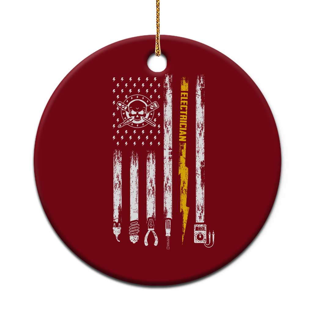 Electrician US Flag Ceramic Ornament Tools for Electricians Skull Lightning Graphic TS10 1pc Red Print Your Wear