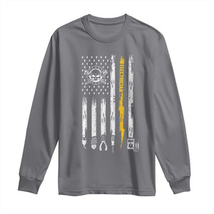 Electrician US Flag Long Sleeve Shirt Tools for Electricians Skull Lightning Graphic TS10 Charcoal Print Your Wear