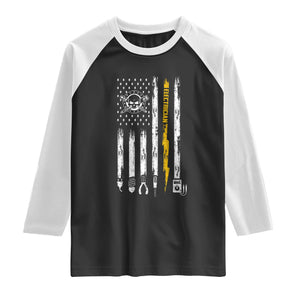 Electrician US Flag Raglan Shirt Tools for Electricians Skull Lightning Graphic TS10 Black White Print Your Wear