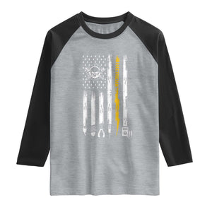 Electrician US Flag Raglan Shirt Tools for Electricians Skull Lightning Graphic TS10 Heather Gray Black Print Your Wear