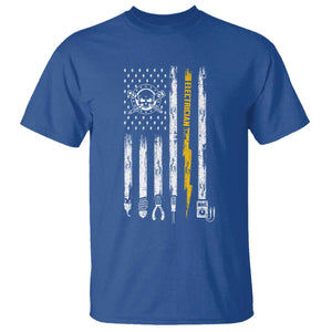 Electrician US Flag T Shirt Tools for Electricians Skull Lightning Graphic TS10 Royal Blue Print Your Wear