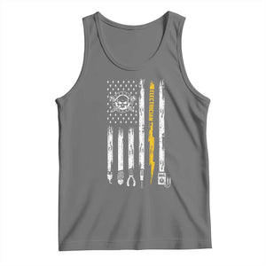 Electrician US Flag Tank Top Tools for Electricians Skull Lightning Graphic TS10 Black Heather Print Your Wear