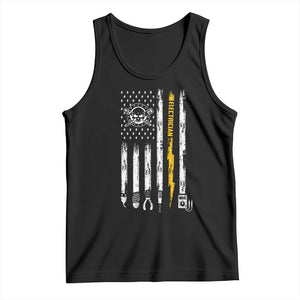 Electrician US Flag Tank Top Tools for Electricians Skull Lightning Graphic TS10 Black Print Your Wear