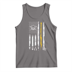 Electrician US Flag Tank Top Tools for Electricians Skull Lightning Graphic TS10 Deep Heather Print Your Wear