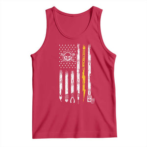 Electrician US Flag Tank Top Tools for Electricians Skull Lightning Graphic TS10 Red Print Your Wear