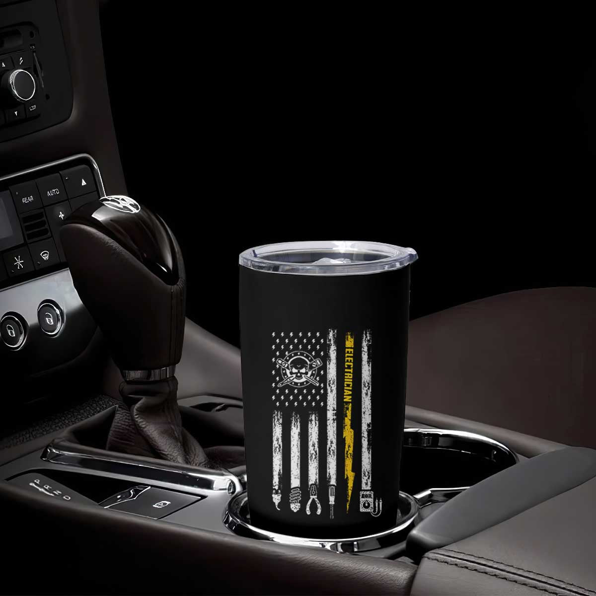 Electrician US Flag Tumbler Cup Tools for Electricians Skull Lightning Graphic TS10 Print Your Wear