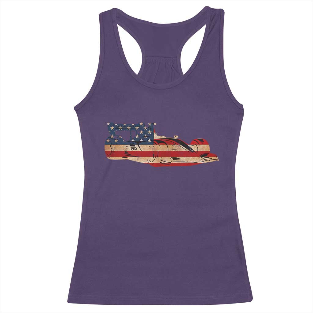 Racing Car Racerback Tank Top Retro Style Vintage American Flag TS10 Purple Print Your Wear