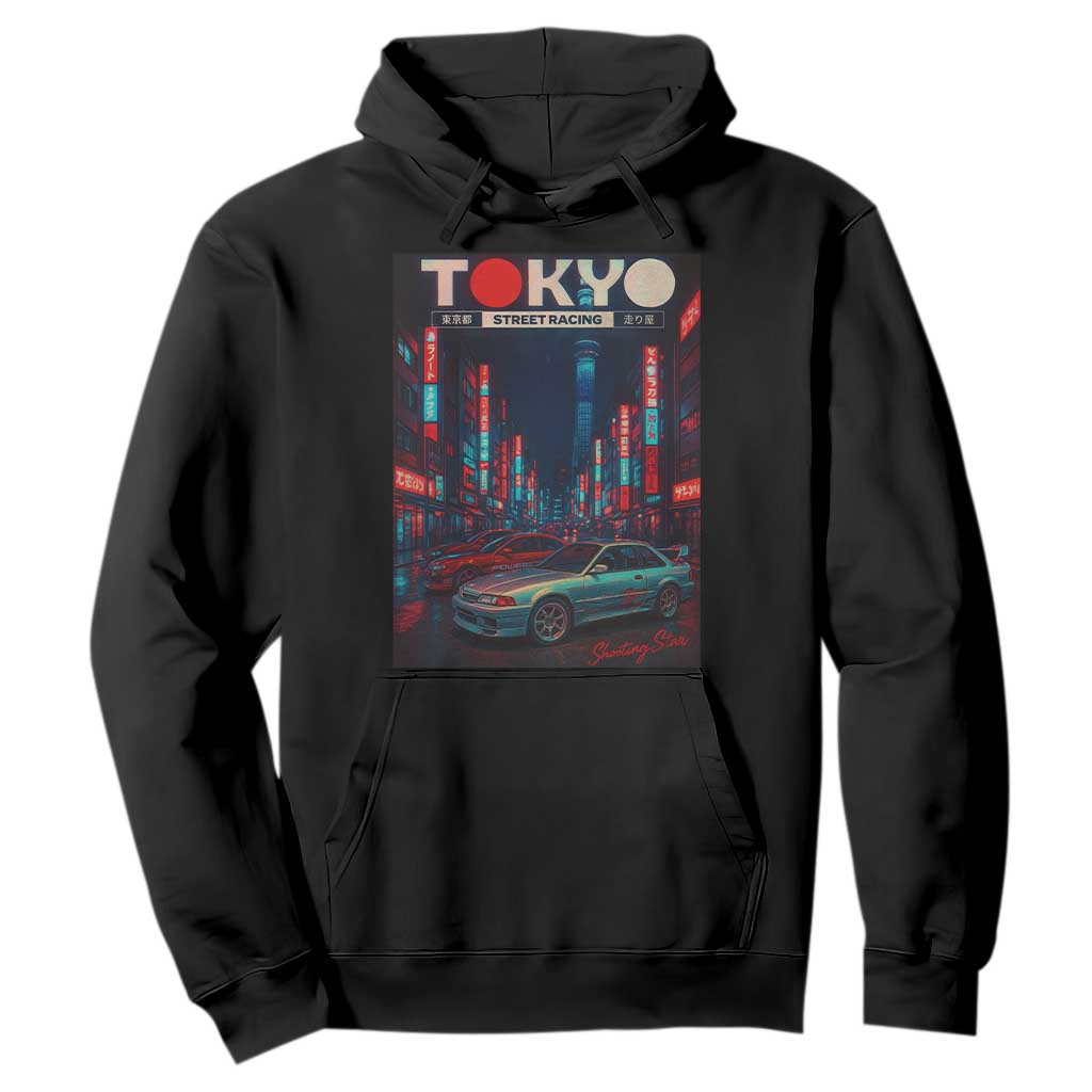 Distress JDM Tokyo Japan Drift Race Car Hoodie Retro Vintage Japanese Graphic TS10 Black Print Your Wear