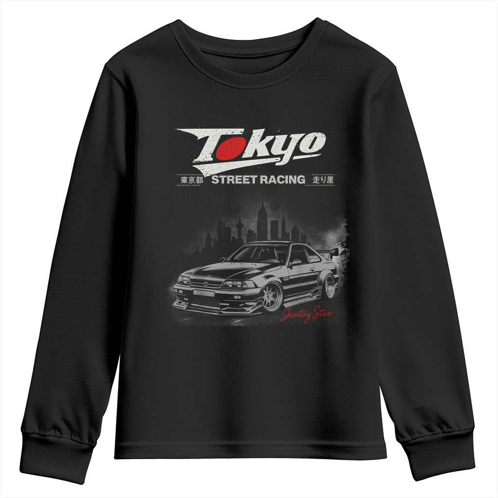 Retro JDM Drift Car Youth Sweatshirt Japanese Tokyo Japan Drifting Race Car TS10 Black Print Your Wear
