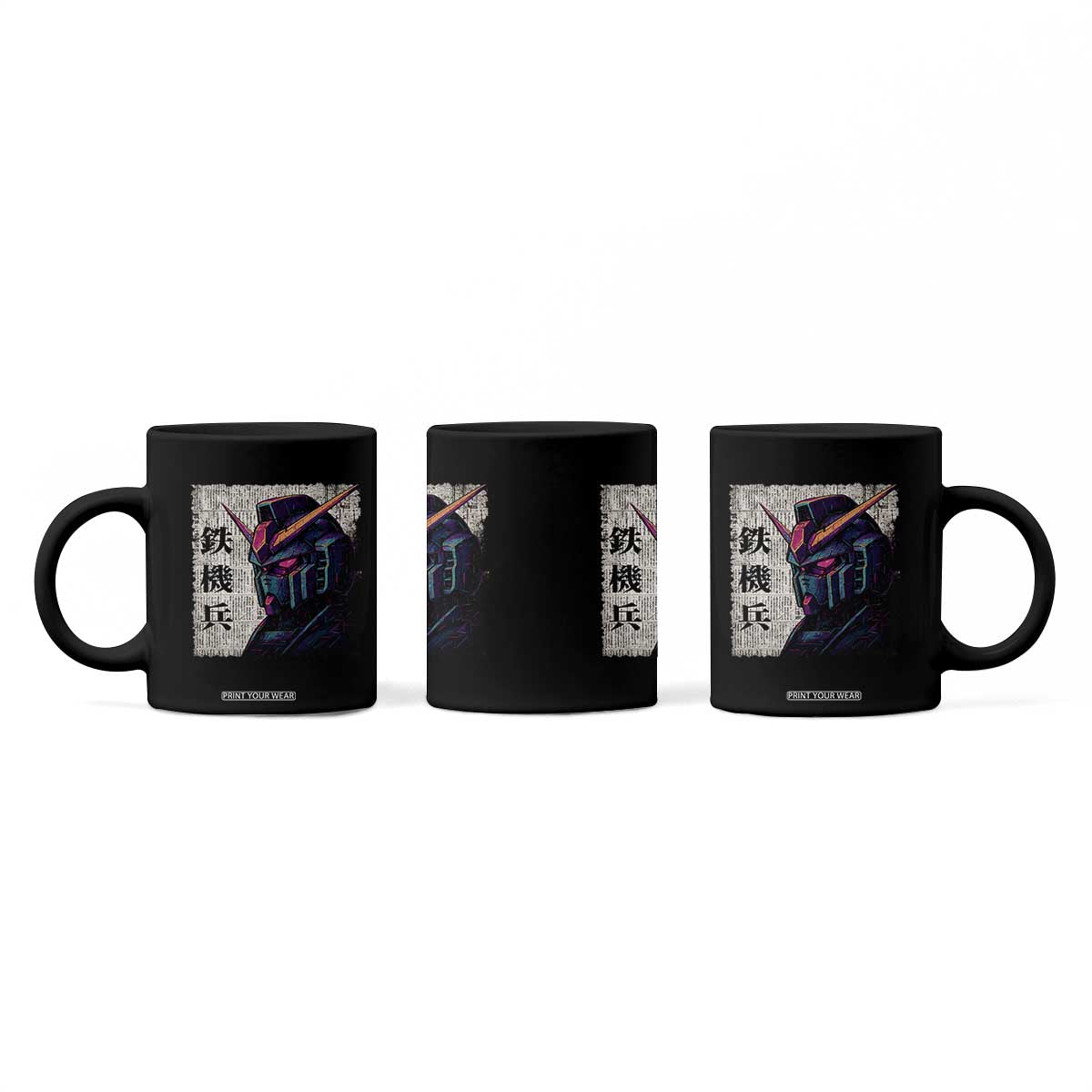 Japanese Mecha Robot Coffee Mug Samurai Inspired Futuristic Kanji Design TS10 Print Your Wear