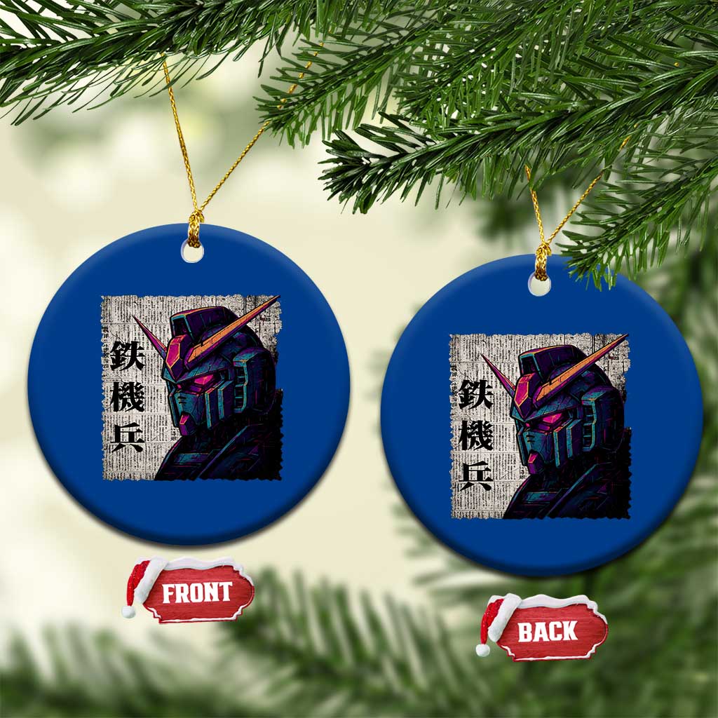 Japanese Mecha Robot Ceramic Ornament Samurai Inspired Futuristic Kanji Design TS10 1pc Blue Print Your Wear