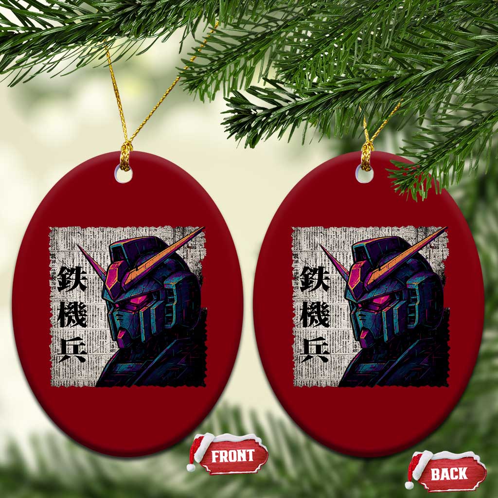 Japanese Mecha Robot Ceramic Ornament Samurai Inspired Futuristic Kanji Design TS10 Print Your Wear