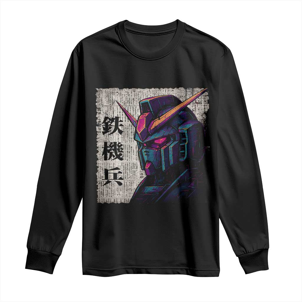 Japanese Mecha Robot Long Sleeve Shirt Samurai Inspired Futuristic Kanji Design TS10 Black Print Your Wear
