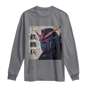Japanese Mecha Robot Long Sleeve Shirt Samurai Inspired Futuristic Kanji Design TS10 Charcoal Print Your Wear