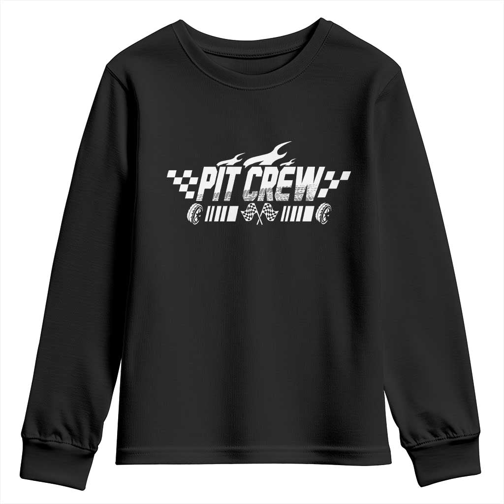 Pit Crew Youth Sweatshirt Race Car Family Racing Birthday Hosting Parties TS10 Black Print Your Wear