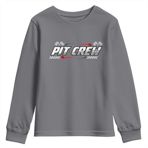 Pit Crew Youth Sweatshirt Race Car Family Racing Birthday Parties TS10 Charcoal Print Your Wear