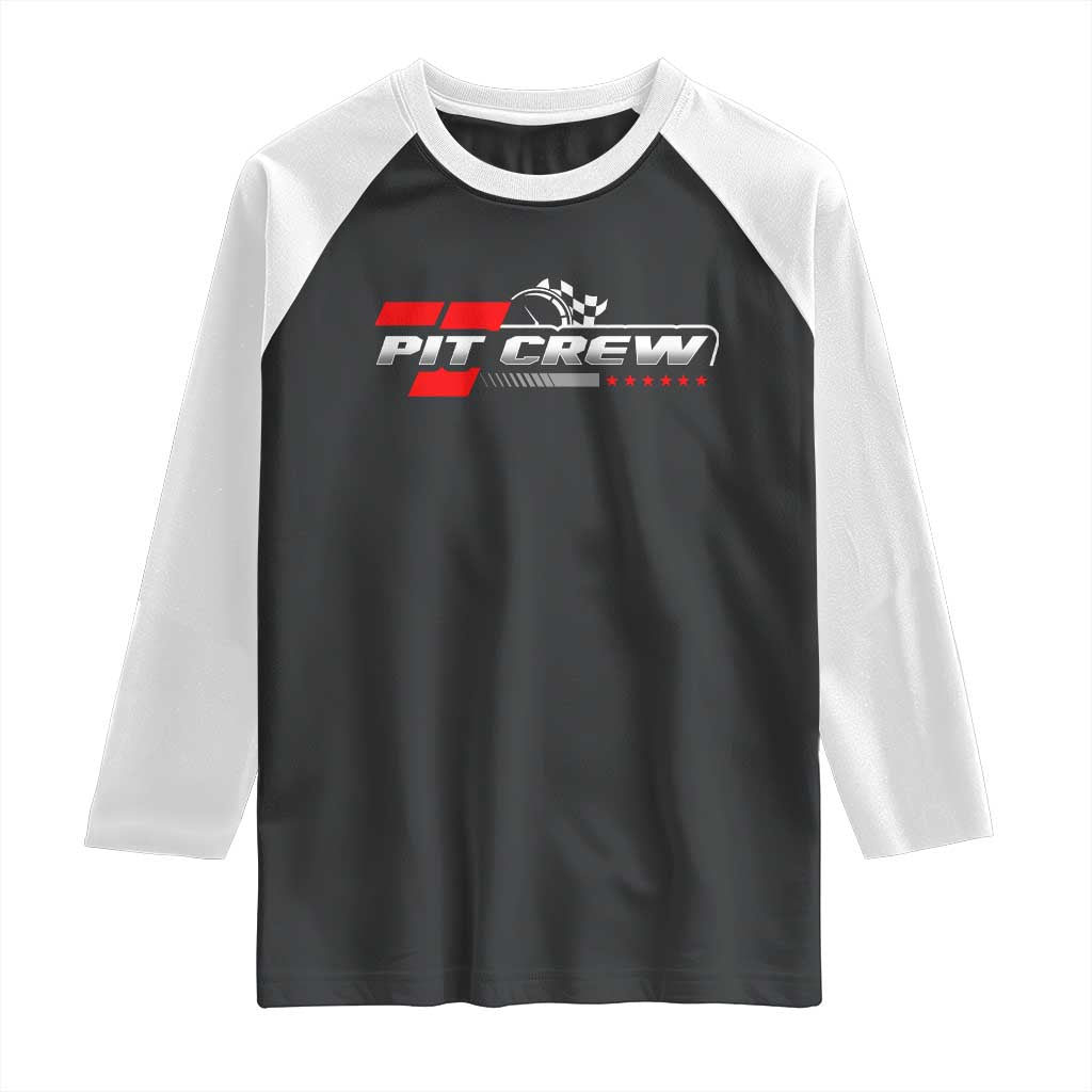Pit Crew Raglan Shirt Family Racing Birthday Race Car TS10 Black White Print Your Wear