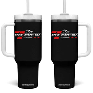 Pit Crew Tumbler With Handle Family Racing Birthday Race Car TS10 One Size: 40 oz Black Print Your Wear
