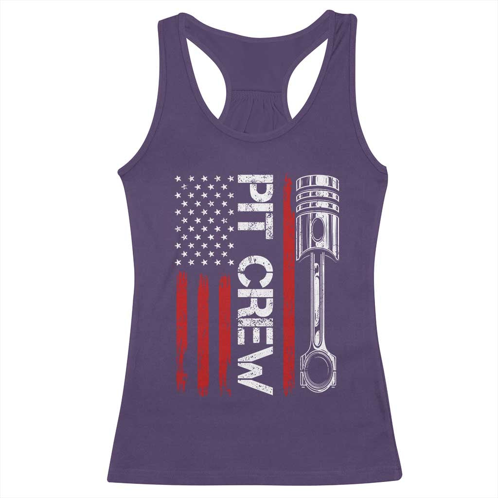 Pit Crew Racerback Tank Top Racing Race Car American Flag TS10 Purple Print Your Wear