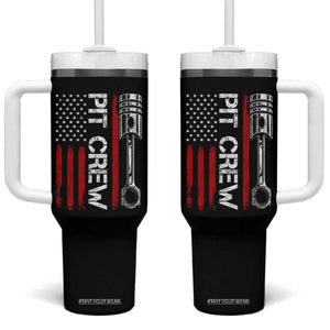Pit Crew Tumbler With Handle Racing Race Car American Flag TS10 One Size: 40 oz Black Print Your Wear