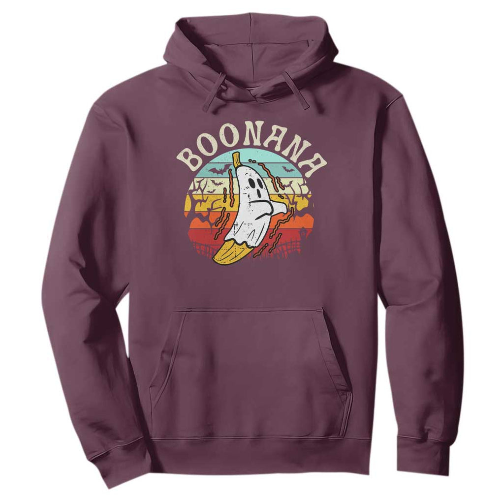 Boonana Cute Ghost Banana Halloween Costume Hoodie TS10 Maroon Print Your Wear