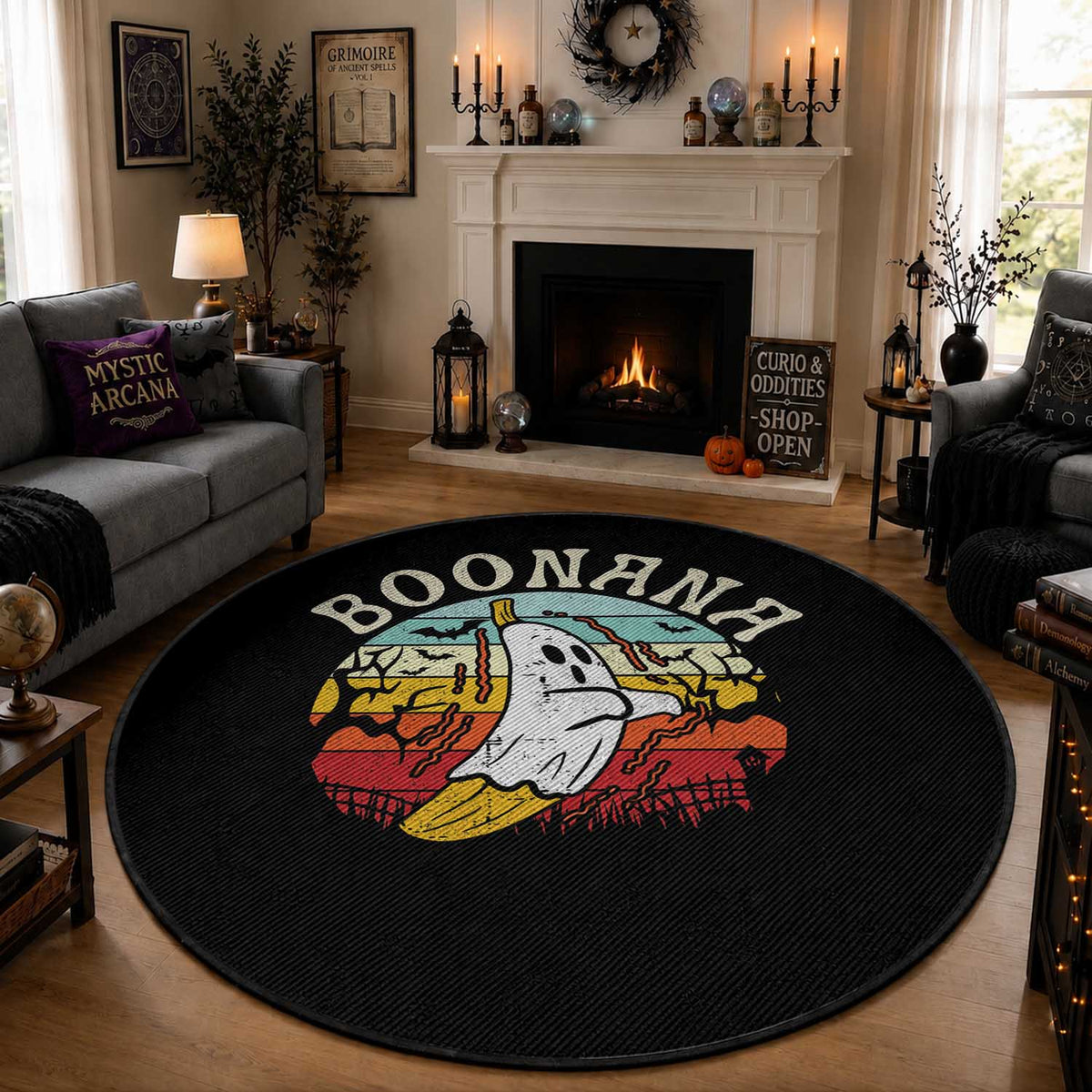 Boonana Cute Ghost Banana Halloween Costume Round Rug