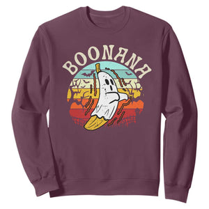 Boonana Cute Ghost Banana Halloween Costume Sweatshirt TS10 Maroon Print Your Wear