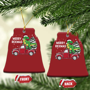 Dinosaur Christmas Tree Christmas Ornament Merry Rexmas Xmas Pet Dino Trex Red Truck Family TS10 Bell Flake Red Print Your Wear