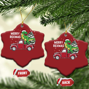 Dinosaur Christmas Tree Christmas Ornament Merry Rexmas Xmas Pet Dino Trex Red Truck Family TS10 Snow Flake Red Print Your Wear