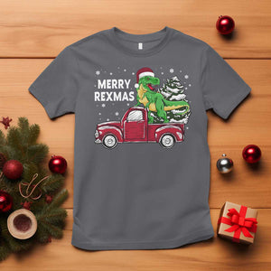 Dinosaur Christmas Tree T Shirt Merry Rexmas Xmas Pet Dino Trex Red Truck Family TS10 Charcoal Print Your Wear