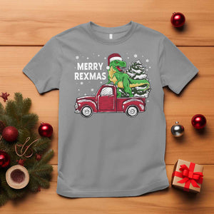 Dinosaur Christmas Tree T Shirt Merry Rexmas Xmas Pet Dino Trex Red Truck Family TS10 Sport Gray Print Your Wear