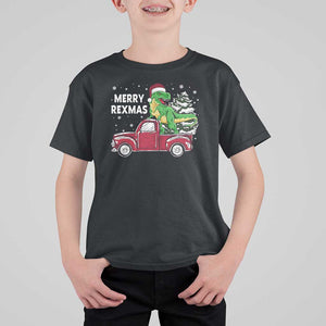 Dinosaur Christmas Tree T Shirt For Kid Merry Rexmas Xmas Pet Dino Trex Red Truck Family TS10 Black Print Your Wear