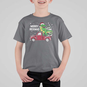 Dinosaur Christmas Tree T Shirt For Kid Merry Rexmas Xmas Pet Dino Trex Red Truck Family TS10 Charcoal Print Your Wear