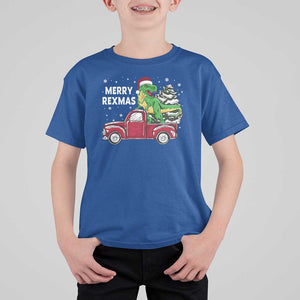 Dinosaur Christmas Tree T Shirt For Kid Merry Rexmas Xmas Pet Dino Trex Red Truck Family TS10 Royal Blue Print Your Wear