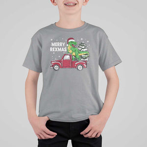 Dinosaur Christmas Tree T Shirt For Kid Merry Rexmas Xmas Pet Dino Trex Red Truck Family TS10 Sport Gray Print Your Wear