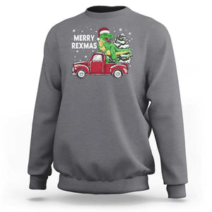 Dinosaur Christmas Tree Sweatshirt Merry Rexmas Xmas Pet Dino Trex Red Truck Family TS10 Charcoal Print Your Wear