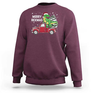 Dinosaur Christmas Tree Sweatshirt Merry Rexmas Xmas Pet Dino Trex Red Truck Family TS10 Maroon Print Your Wear